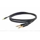 Cavo audio professionale "Y" - jack Stereo 3.5mm - 2 x spina jack Mono 6.3mm